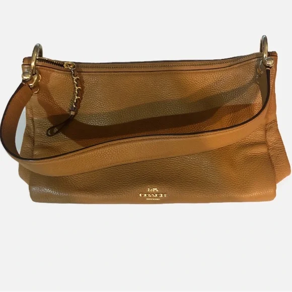 COACH MIA Brown Pebbled Leather Shoulder Bag